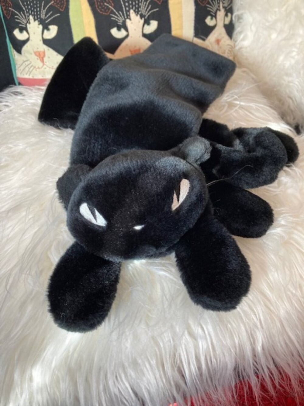 Emily the Strange Black Plush Scarf Wrap around Kitty Rare.....